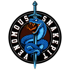Emblem With Snake Wrapped Around Sword