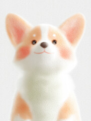Adorable Corgi Puppy Character Illustration with Soft Texture and Happy Expression