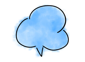 水彩風吹き出し 手書き 青色