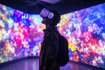 An interactive art installation where visitors' brainwaves generate digital paintings on giant screens