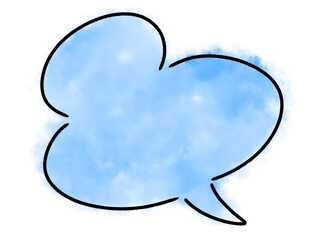 水彩風吹き出し 手書き 青色