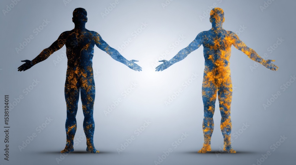 Poster visualization of symptoms on body silhouette showing left and right split for health analysis and ed