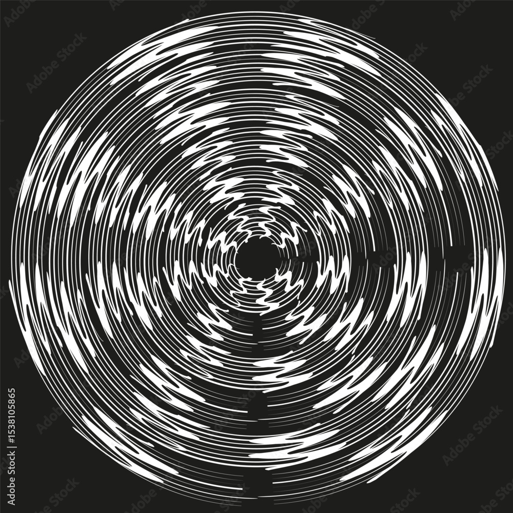 Poster swirl circle pattern. optical abstract shape. black white rotation. vector illusion.