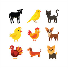 Colorful Animal Icon Pack in Flat Design