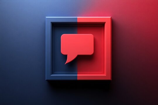 A stylized speech bubble in contrasting colors, ideal for communication or digital marketing concepts.