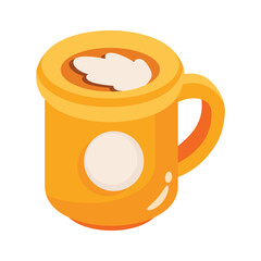 Get this 2d icon of steamy coffee cup