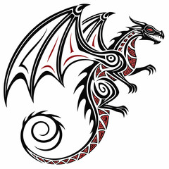 Fototapeta premium A dragon mascot made entirely from tribal patterns