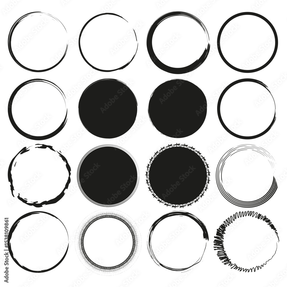 Aufkleber circle grid shape. abstract dotted form. black white pattern. vector symmetry layout.