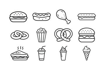 Fast Food Vector Icon Collection for Menus
