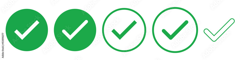 Poster check mark icon button set. check box icon with right and wrong buttons and yes or no checkmark icon