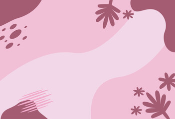 Abstract pink and purple background featuring organic shapes, botanical patterns, and artistic design elements, ideal for decor, branding, or creative projects.