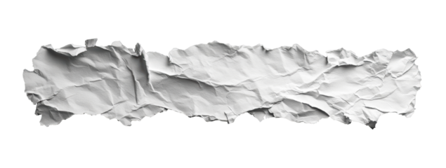 Ultra long distressed white paper texture isolated transparent PNG with torn edges, scrolling website banner template and email header design resource.