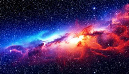 Space background featuring a vivid, realistic nebula and glowing stars scattered across the colorful cosmos. Radiant stardust floats through deep space, creating a dynamic, mesmerizing scene ideal for