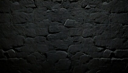 Wall, texture, background, cement, stone, dark, black &mdash; an empty, aged surface reveals rugged patterns and subtle cracks. The frontal view highlights depth, contrast, and natural decay for dramatic de