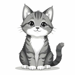Obraz premium Set of vector icons of different cute cat poses: sitting, sleeping, stretching, and playing, flat style, black and white, clean white background