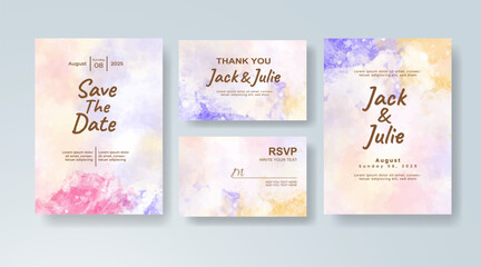Wedding invitation with abstract watercolor background