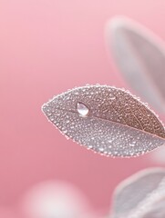Minimalist nature study with dewdrop on leaf. Modern botanical art for interior design