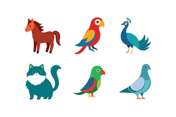 Vibrant Animal Icon Collection Set Three