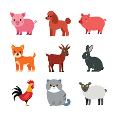 Obraz premium Colorful Animal Icons Vector Set Two