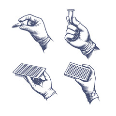Laboratory hand holding science tools