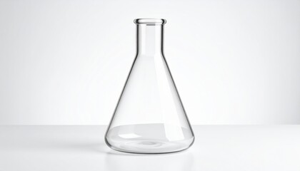 Isolated on white, a scientific laboratory glass test tube with blue liquid and a glass of water for chemistry research and analysis