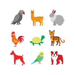 Animal Icons in Bold Colors Set Six