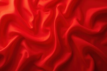 Obraz premium Texture of red silk fabric as background, top view