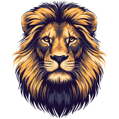 Lion head design, strong graphic lines, flat muted tones, symbolizing courage, strength, and leadership, stylized features, no gradients, white background
