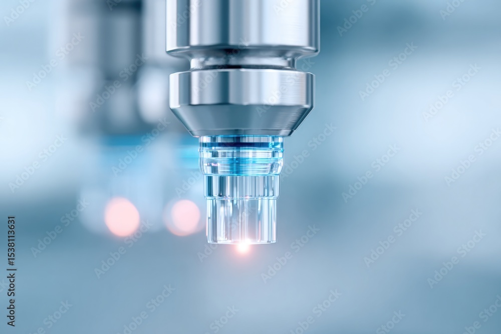 Poster close-up of robotic surgical instruments performing precision medical procedure with ample copy spac