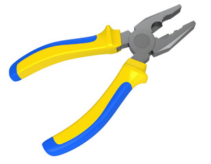 Fototapeta premium Durable Metal Plier Tool with Ergonomic Handles for Gripping and Cutting Isolated on White Background