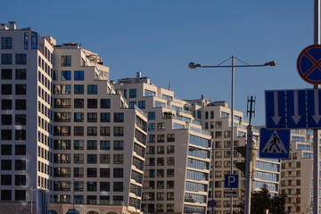 Cityscape, modern buildings on a summer day