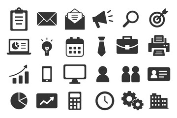 Office-Related Monochrome Icons Web graphics Set