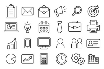 Office related line Icons Web graphics Set