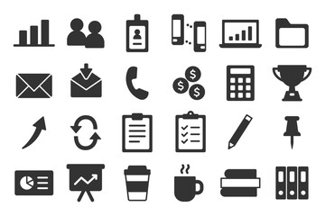 Office-Related Monochrome Icons Web graphics Set