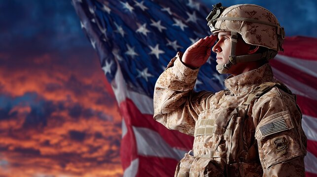 Honoring veterans through a heartfelt tribute during Veterans Day celebrations at sunset with the American flag in the background