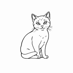 Simple cartoon cat illustration elegant feline with expressive eyes and delicate whiskers
