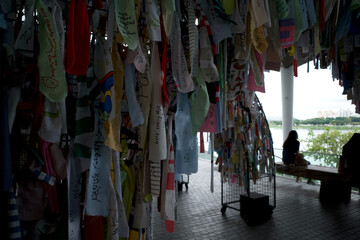Wishing cards in Gardens by the Bay, paper or cloth  for praying of love and good relationship in...