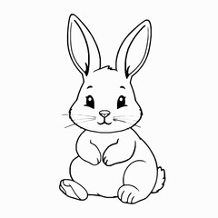 Obraz premium Adorable bunny illustration black and white outline perfect for coloring books and easter projects