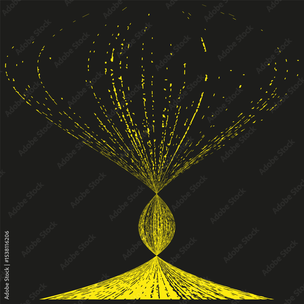 Poster golden ray explosion. abstract vector burst. light particles graphic. dynamic energy flow.