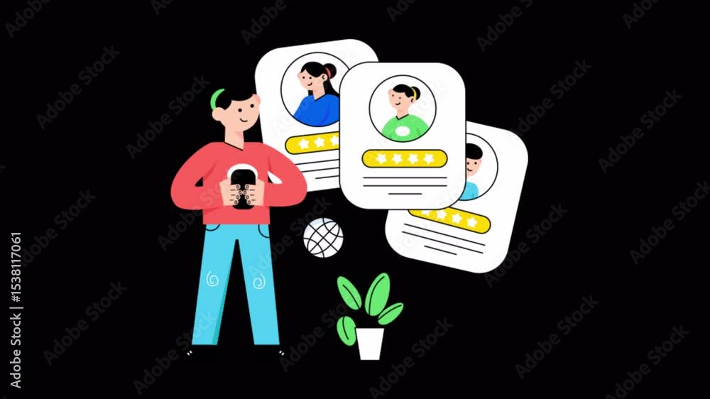 Poster email sending 2d flat animations on transparent background