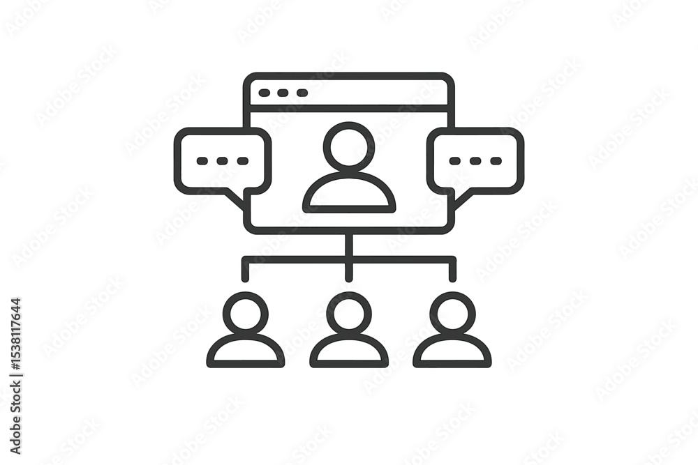 Poster connecting through virtual communication with multiple participants engaged in an online discussion