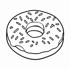 Outlined donut illustration with sprinkles for coloring books and creative designs