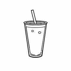 Drink cup with straw line art refreshment beverage minimalist black and white illustration
