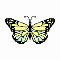 Pixel art butterfly illustration retro 8 bit design graphic resource isolated on white