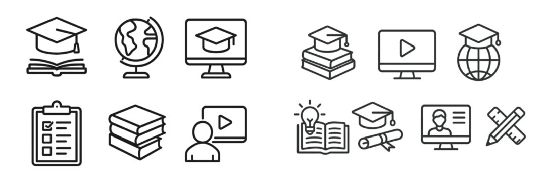 Symbols reflecting education, learning, and digital knowledge transfer in modern academia and online platforms