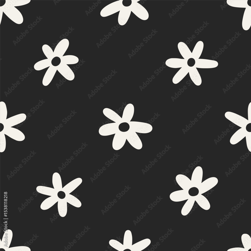 Poster daisy pattern. seamless repeating floral print for summer textile design. modern doodle groovy flowe