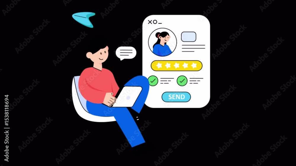 Poster send your cv 2d flat animations on transparent background