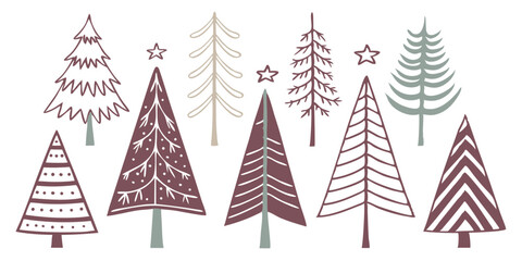 Obraz premium boho christmas tree clipart illustration isolated on white background
