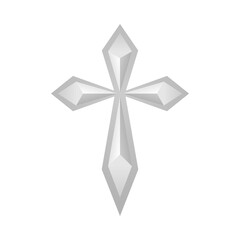 Silver gray cross christian icon vector design