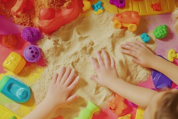 Vibrant sensory play station with textured toys for engaging children's activities